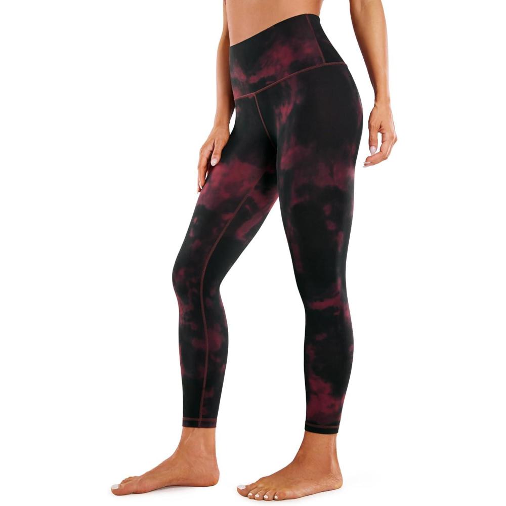 imageCRZ YOGA Butterluxe Yoga Leggings 25quot High Waisted Buttery Soft Womens Workout Lounge PantsBurgundy Tie Dye Flowers