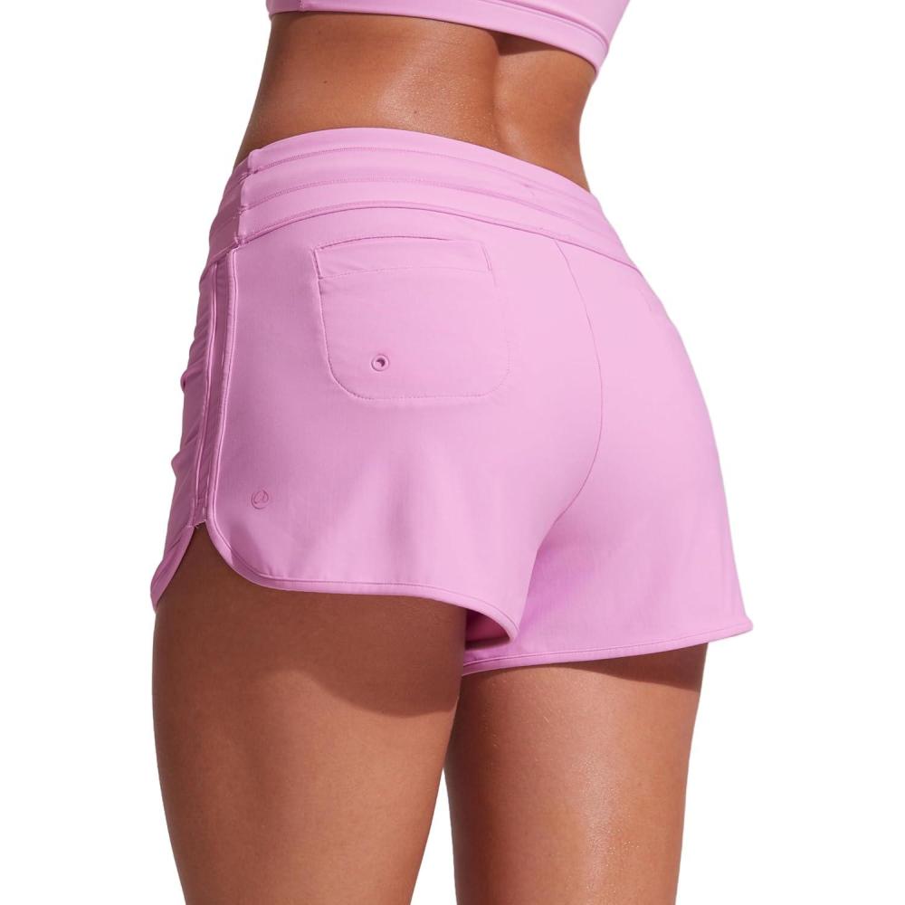 imageCRZ YOGA Classic Fit Dolphin Board Shorts for Women 3 High Waisted Beach Swimwear Bottoms Bathing Trunks with LinerVita Pink
