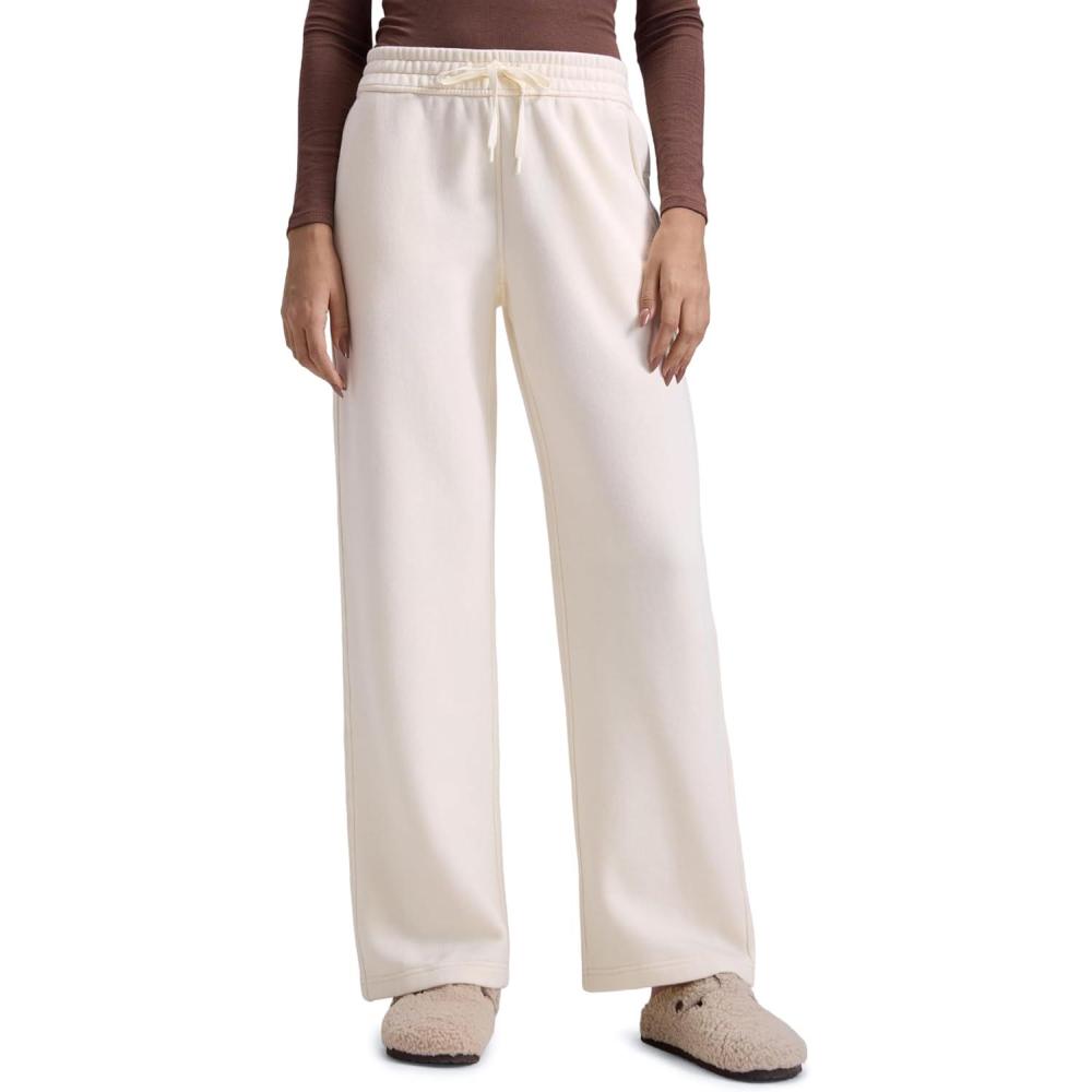 imageCRZ YOGA Cotton Fleece Lined Sweatpants Women 28quot30quot32quot  Straight Leg Casual Lounge Pants with Pockets Winter WarmWhite Apricot