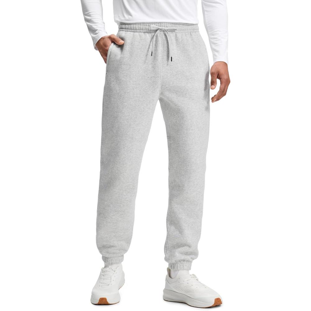 imageCRZ YOGA Cotton Fleece Lined Sweatpants for Men 30quot Classic Fit Casual Lounge Cozy Sweat Pants Joggers with Zipper PocketsDove Grey Heather