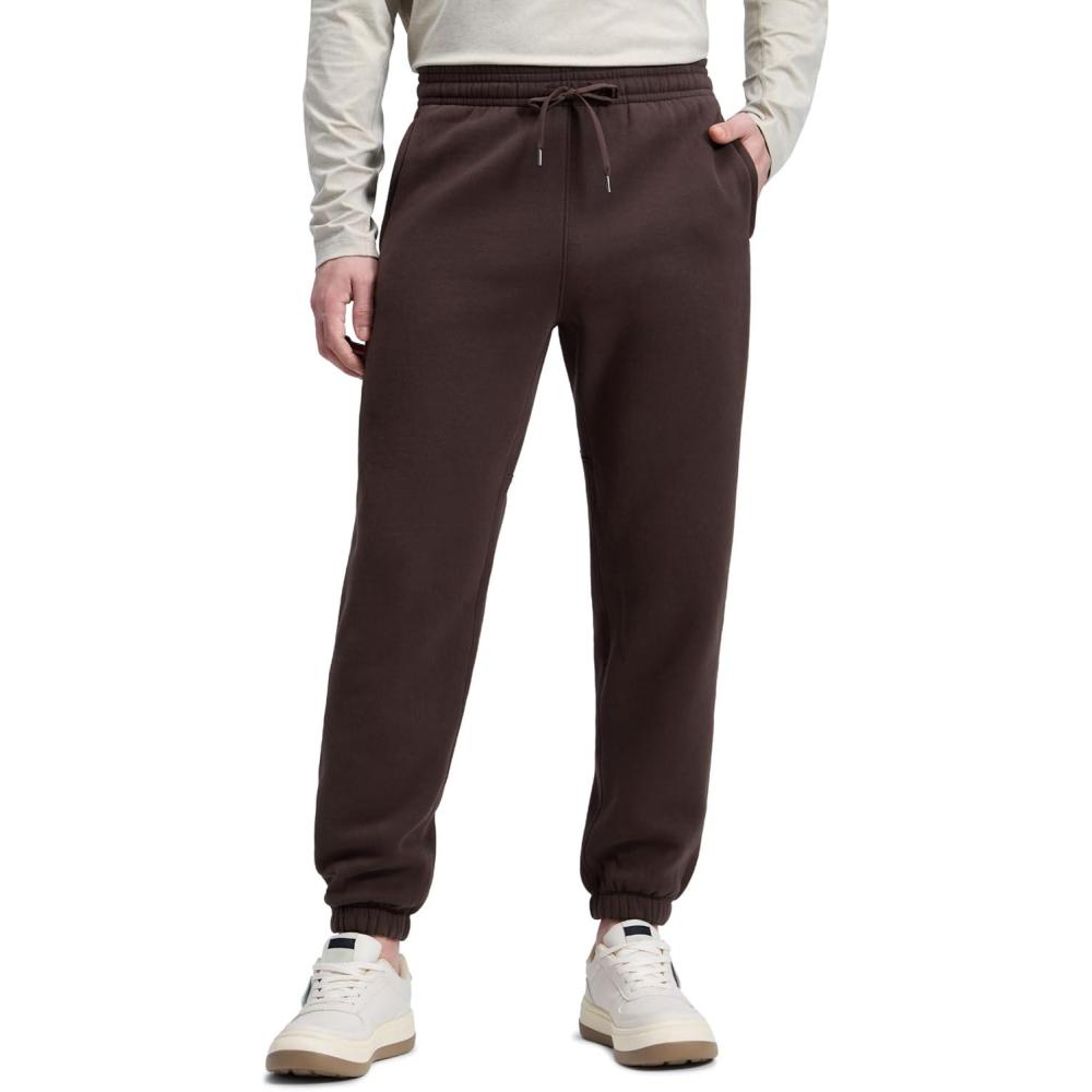 imageCRZ YOGA Cotton Fleece Lined Sweatpants for Men 30quot Classic Fit Casual Lounge Cozy Sweat Pants Joggers with Zipper PocketsHot Fudge Brown