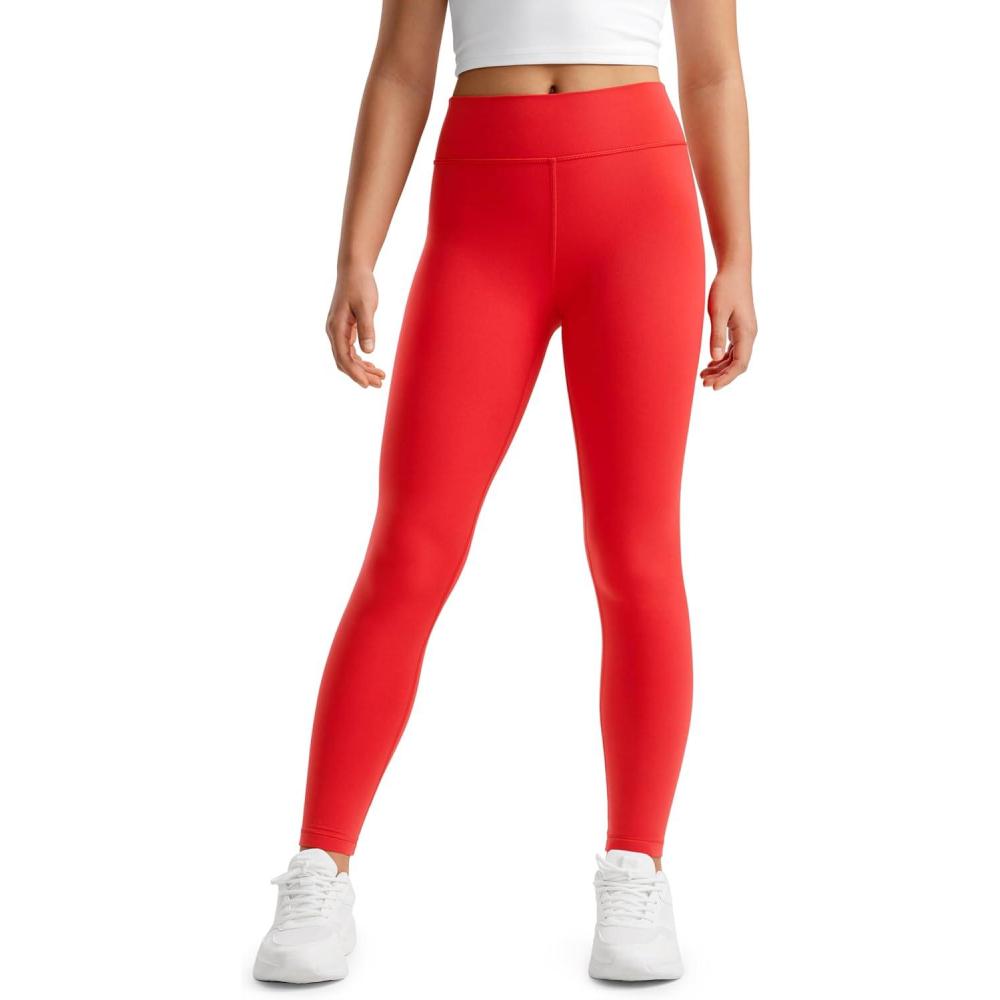 imageCRZ YOGA Girls Butterluxe Full Length Yoga Leggings Athletic Sports Casual Pants High Waist Tights Kids TeenDeep Red