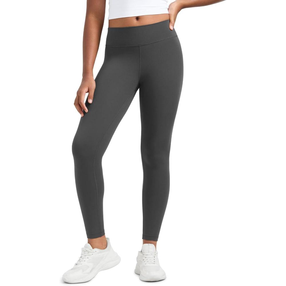 imageCRZ YOGA Girls Butterluxe Full Length Yoga Leggings Athletic Sports Casual Pants High Waist Tights Kids TeenMysterious Grey