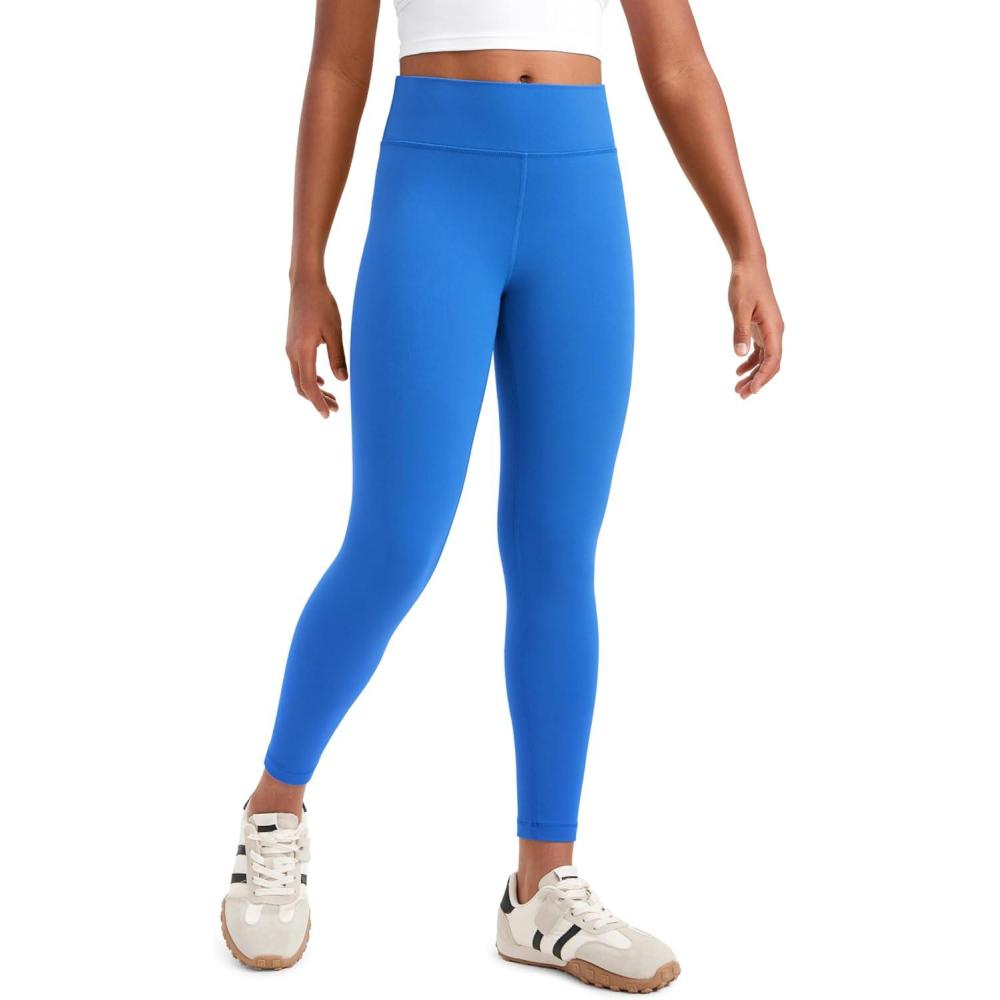 imageCRZ YOGA Girls Butterluxe Full Length Yoga Leggings Athletic Sports Casual Pants High Waist Tights Kids TeenSparkle Blue
