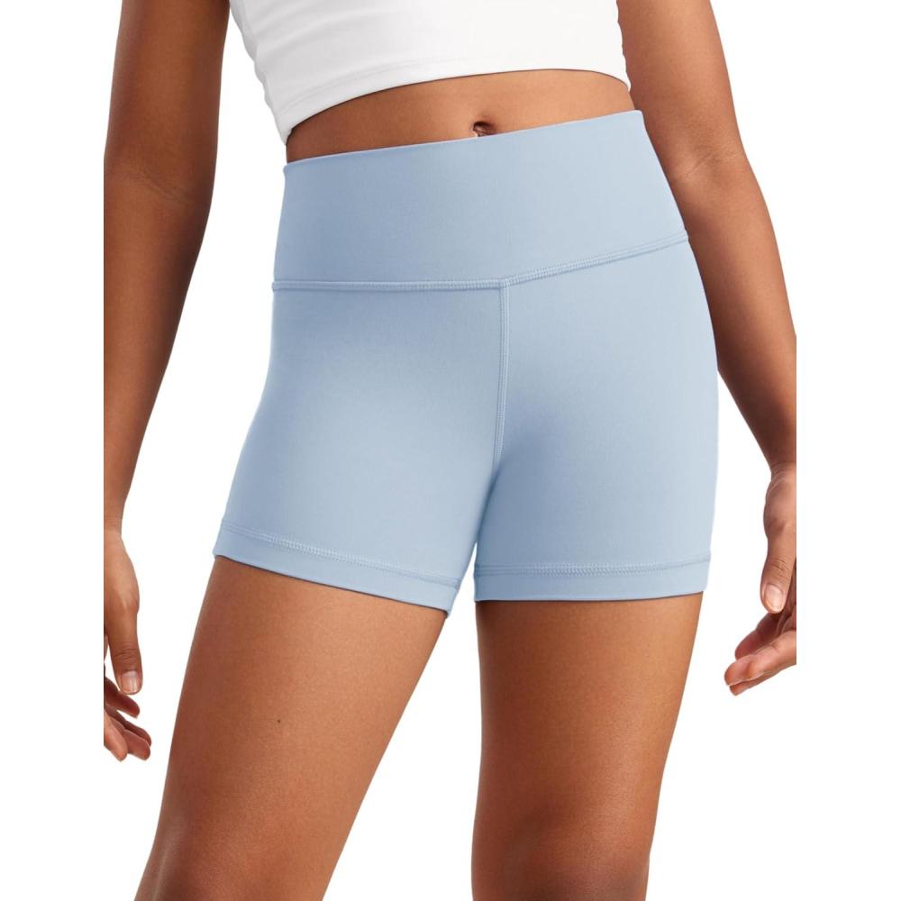 imageCRZ YOGA Girls Butterluxe High Waist Athletic Biker Shorts Dance Yoga Casual Kids Teen SummerCambric Blue