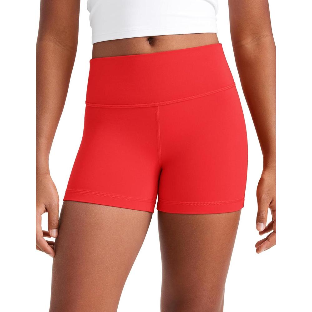 imageCRZ YOGA Girls Butterluxe High Waist Athletic Biker Shorts Dance Yoga Casual Kids Teen SummerDeep Red