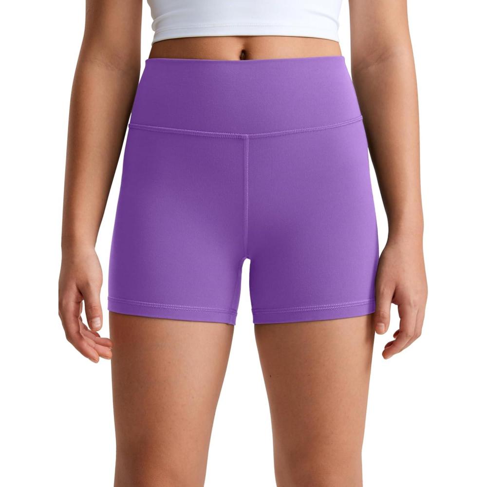 imageCRZ YOGA Girls Butterluxe High Waist Athletic Biker Shorts Dance Yoga Casual Kids Teen SummerRoyal Lilac