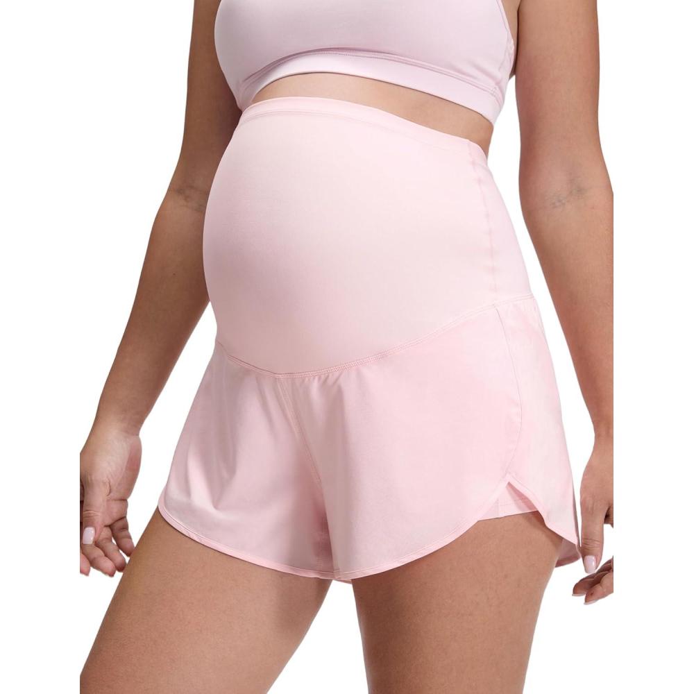 imageCRZ YOGA Lightweight Maternity Dolphin Workout Shorts 3 Soft Athletic Running Casual Womens Pregnancy with Liner PocketsStrawberry Pink