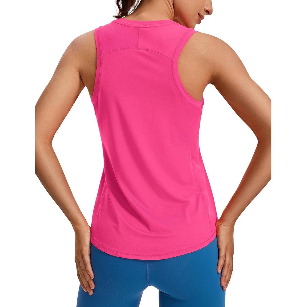 imageCRZ YOGA Lightweight Workout Tank Tops for Women  Athletic Running Sleeveless Shirts Racerback High Neck TShirtMagenta