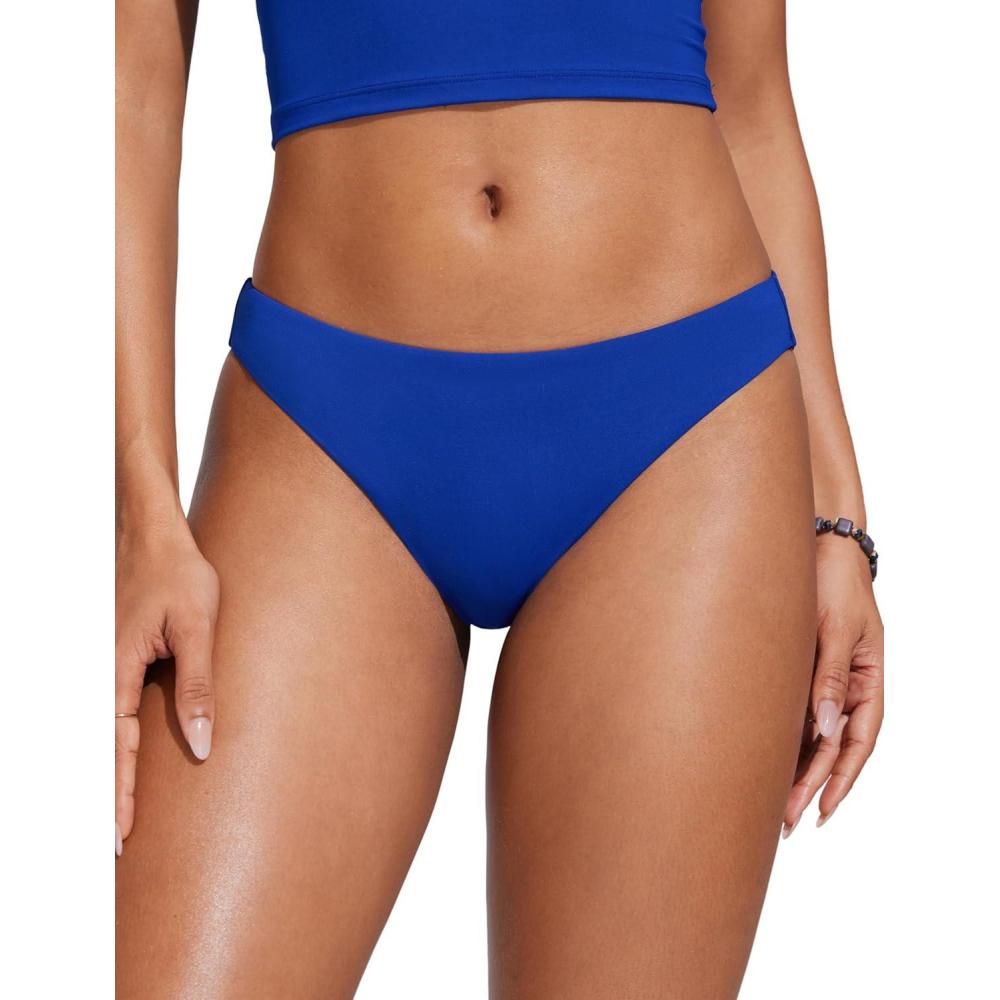 imageCRZ YOGA Low Waisted Bikini Bottom for Women Cheeky Basic Bathing Swimsuit Swim BriefsWaves Blue