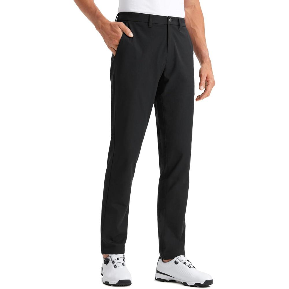 imageCRZ YOGA Mens All Day Comfy Golf Pants  28quot30quot32quot34quot36quot Quick Dry Lightweight Work Casual Trousers with PocketsBlack