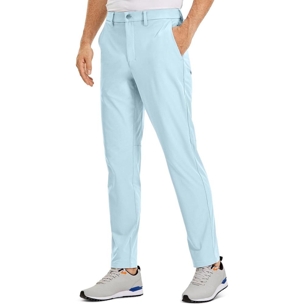 imageCRZ YOGA Mens All Day Comfy Golf Pants 28quot30quot32quot34quot36quot Quick Dry Lightweight Work Casual Trousers with PocketsChambray Blue