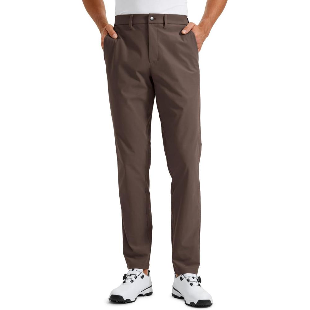 imageCRZ YOGA Mens All Day Comfy Golf Pants 28quot30quot32quot34quot36quot Quick Dry Lightweight Work Casual Trousers with PocketsDark Mocha
