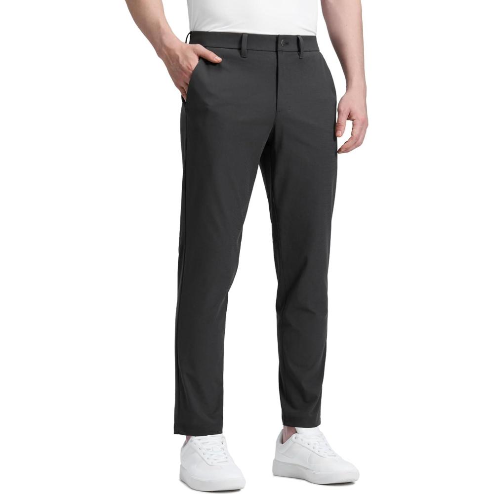 imageCRZ YOGA Mens All Day Comfy Golf Pants 28quot30quot32quot34quot36quot Quick Dry Lightweight Work Casual Trousers with PocketsInk Gray