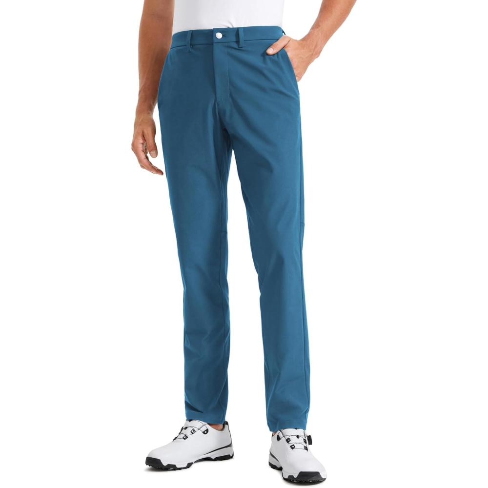 imageCRZ YOGA Mens All Day Comfy Golf Pants 28quot30quot32quot34quot36quot Quick Dry Lightweight Work Casual Trousers with PocketsIron Blue