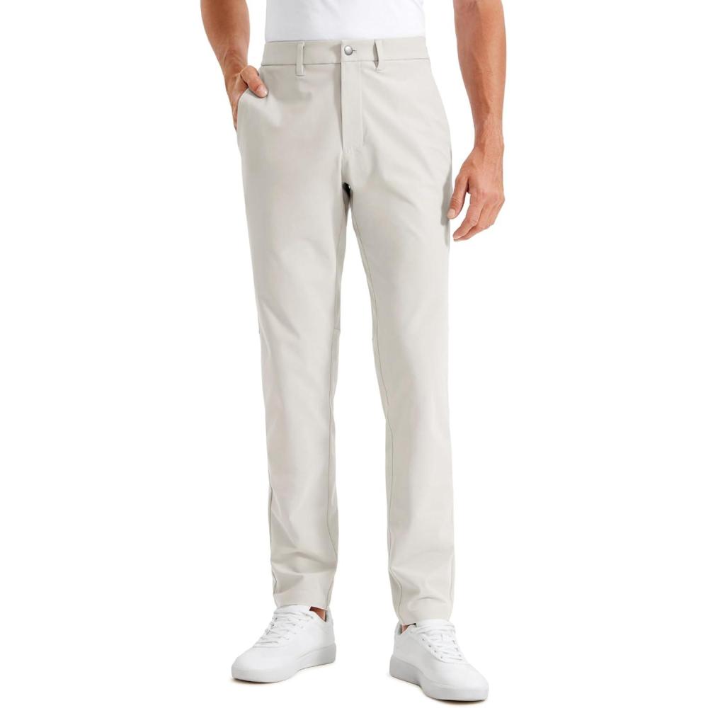 imageCRZ YOGA Mens All Day Comfy Golf Pants 28quot30quot32quot34quot36quot Quick Dry Lightweight Work Casual Trousers with PocketsMilky White Bone