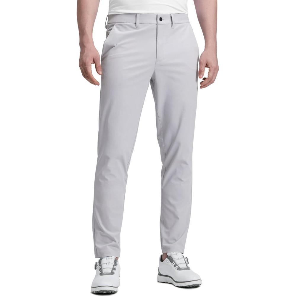 imageCRZ YOGA Mens All Day Comfy Golf Pants 28quot30quot32quot34quot36quot Quick Dry Lightweight Work Casual Trousers with PocketsPlatinum Grey