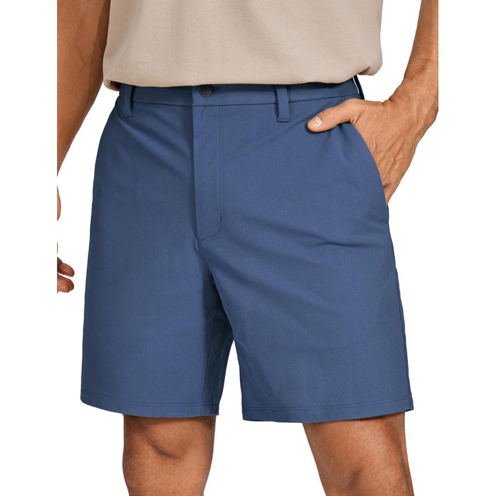imageCRZ YOGA Mens All Day Comfy Golf Shorts 7quot9quot Stretch Lightweight Flat Front for Casual Work with PocketsElectric Blue