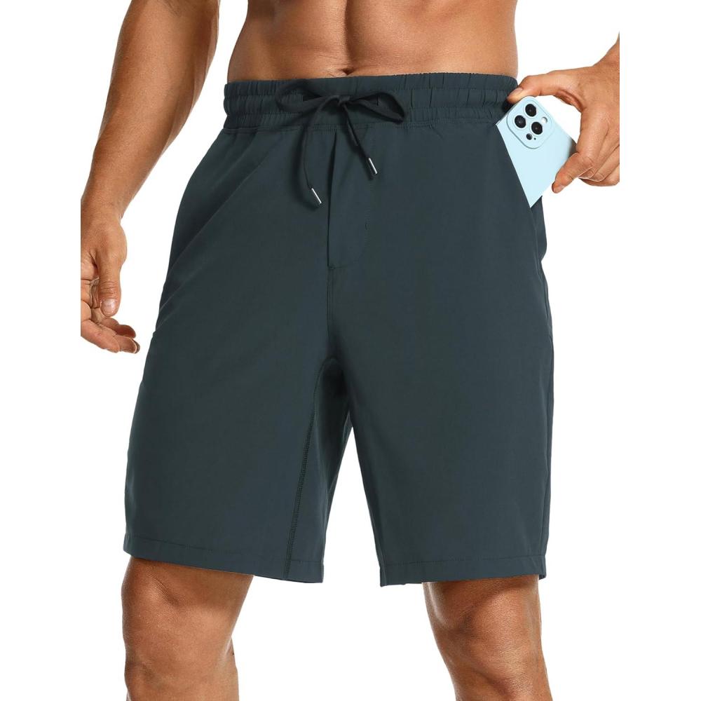imageCRZ YOGA Mens Linerless Workout Shorts 7 Quick Dry for Running Sports Athletic Gym with PocketsMelanite