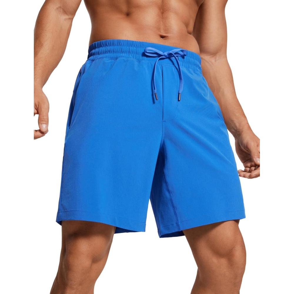 imageCRZ YOGA Mens Linerless Workout Shorts 7 Quick Dry for Running Sports Athletic Gym with PocketsSparkle Blue