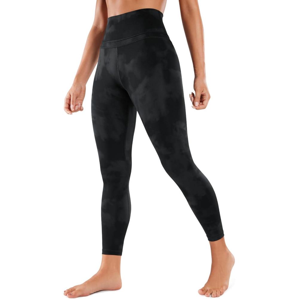 imageCRZ YOGA Naked Feeling Workout Leggings 25 High Waist Yoga Training Tight Womens PantsBlack Tie Dye Flowers