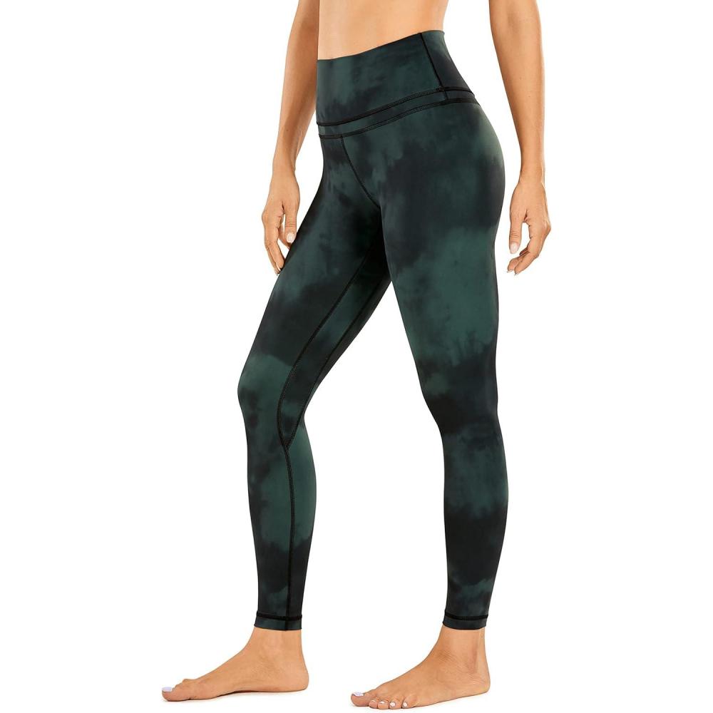 imageCRZ YOGA Naked Feeling Workout Leggings 25 High Waist Yoga Training Tight Womens PantsEmerald Green Tiedye Flowers