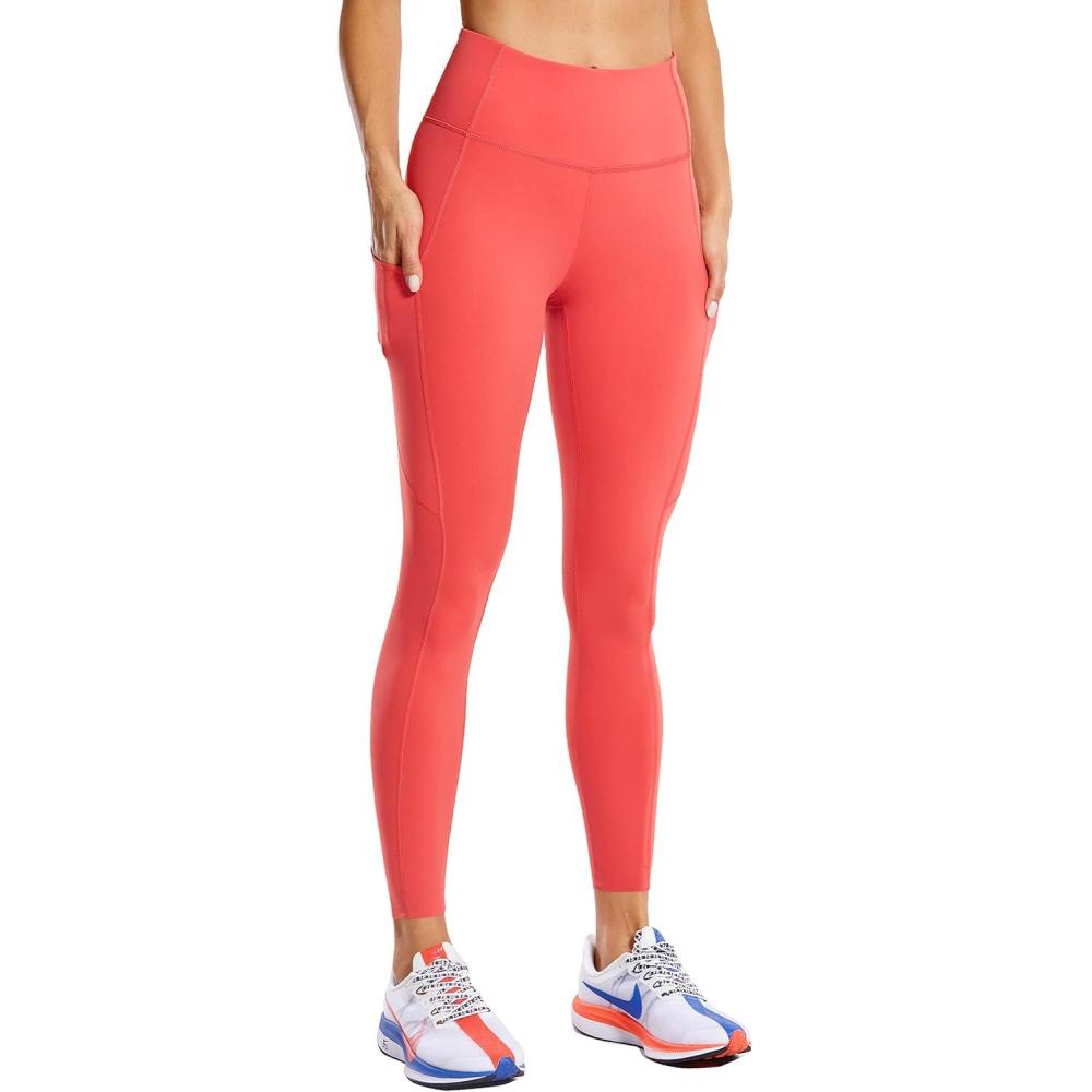 imageCRZ YOGA Naked Feeling Workout Leggings Pockets 25  High Waisted Womens Yoga Pants Running TightsBrick Rose