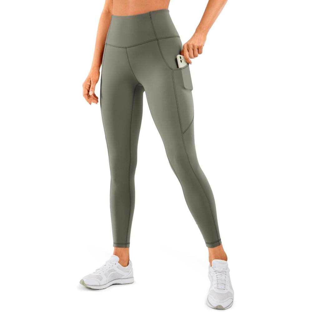 imageCRZ YOGA Naked Feeling Workout Leggings Pockets 25 High Waisted Womens Yoga Pants Running TightsLight Army Green
