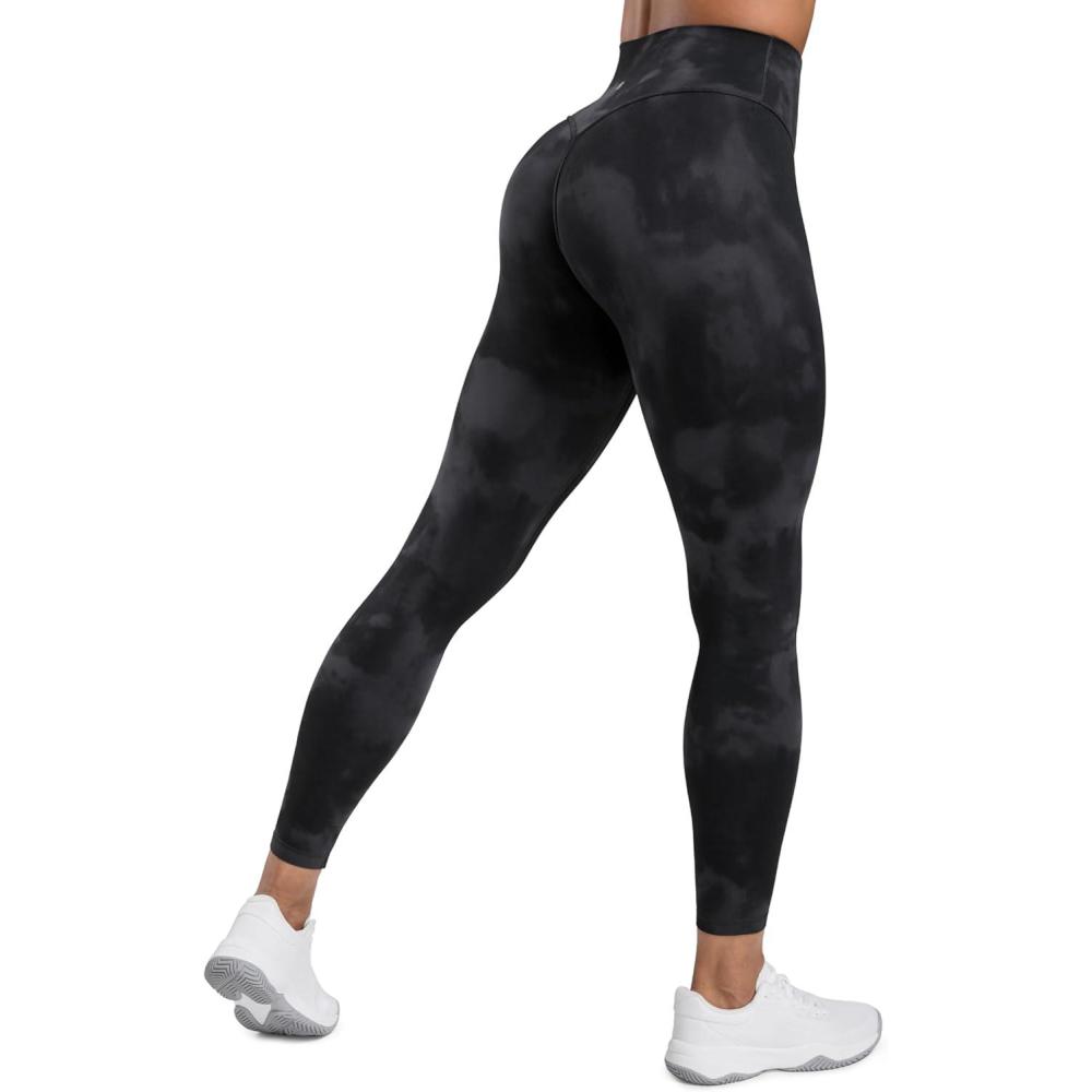 imageCRZ YOGA Secretsculpt Butterlift Workout Leggings 25quot No Front Seam High Waisted Womens Yoga Pants Booty Scrunch ButtBlack Tie Dye Flowers