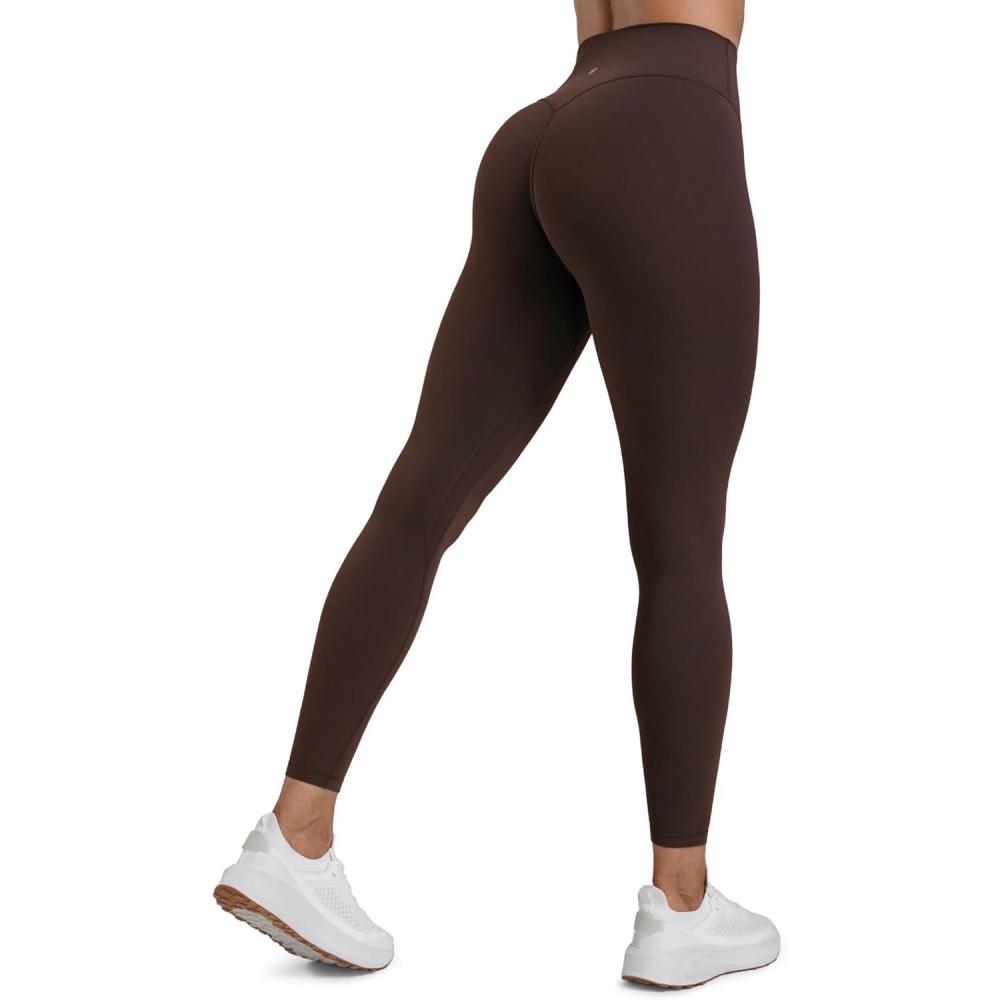 imageCRZ YOGA Secretsculpt Butterlift Workout Leggings 25quot No Front Seam High Waisted Womens Yoga Pants Booty Scrunch ButtHot Fudge Brown