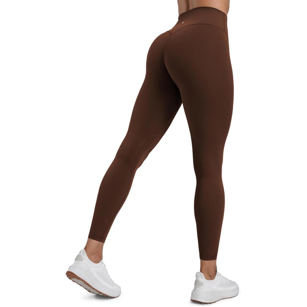 imageCRZ YOGA Secretsculpt Butterlift Workout Leggings 25quot No Front Seam High Waisted Womens Yoga Pants Booty Scrunch ButtLava Brown