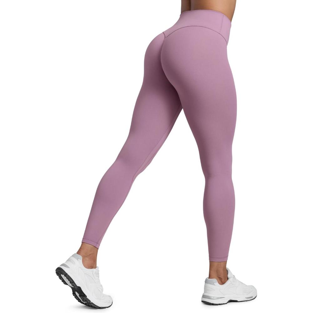 imageCRZ YOGA Secretsculpt Butterlift Workout Leggings 25quot No Front Seam High Waisted Womens Yoga Pants Booty Scrunch ButtLight Lavender