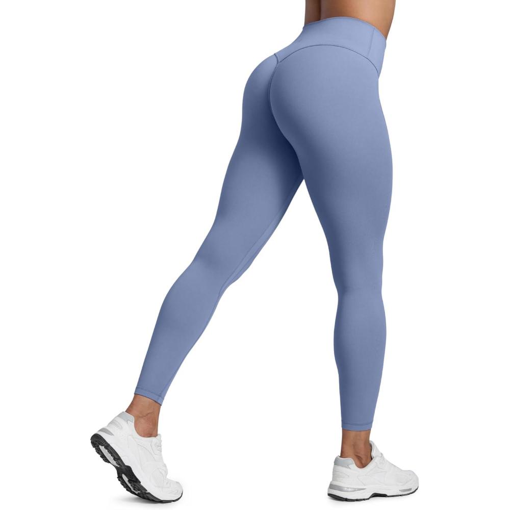 imageCRZ YOGA Secretsculpt Butterlift Workout Leggings 25quot No Front Seam High Waisted Womens Yoga Pants Booty Scrunch ButtOasis Blue