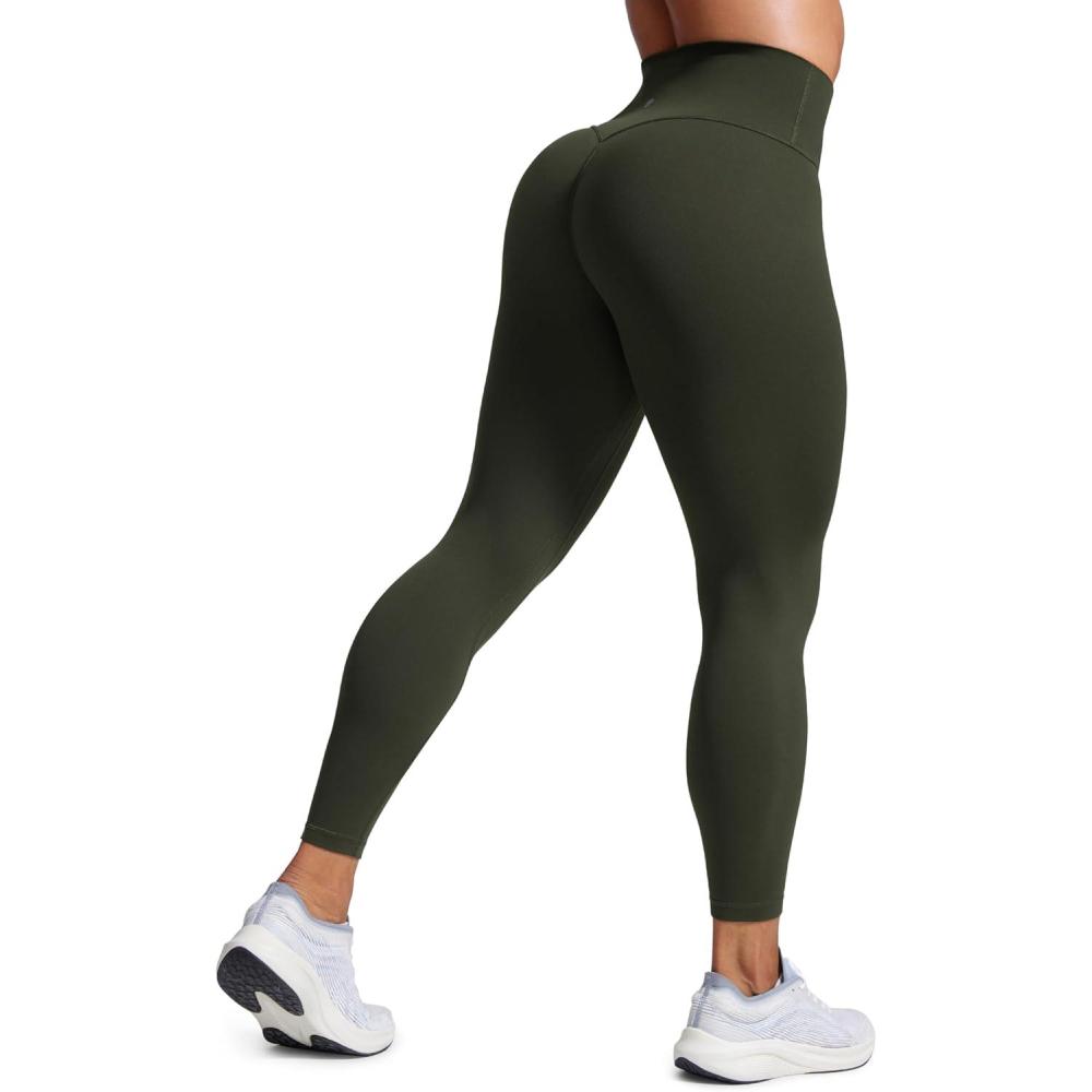 imageCRZ YOGA Secretsculpt Butterlift Workout Leggings 25quot No Front Seam High Waisted Womens Yoga Pants Booty Scrunch ButtOlive Green