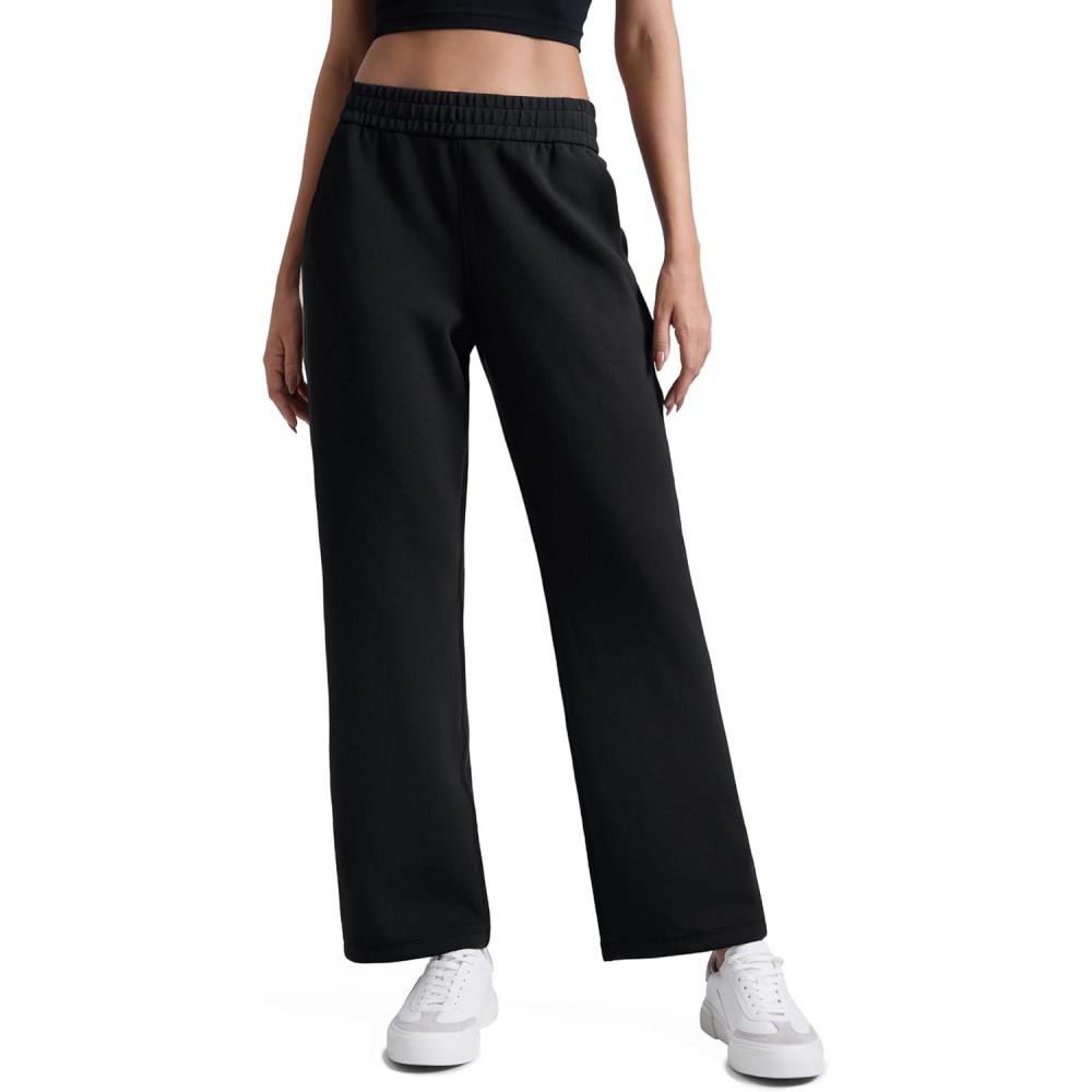 imageCRZ YOGA SoftAura Wide Leg Casual Sweatpants Women 29quot31quot Modal Lounge Travel Casual Pants with PocketsBlack