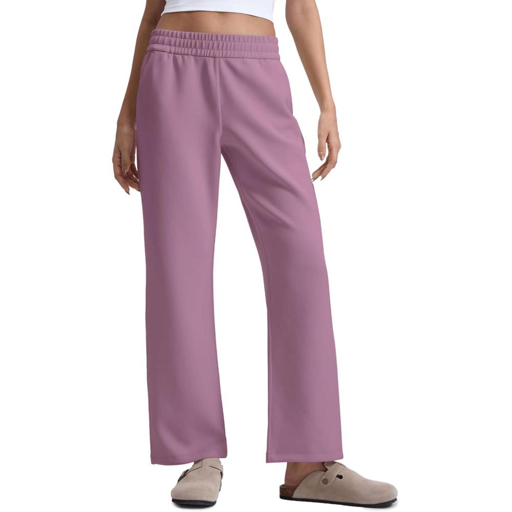 imageCRZ YOGA SoftAura Wide Leg Casual Sweatpants Women 29quot31quot Modal Lounge Travel Casual Pants with PocketsLight Lavender
