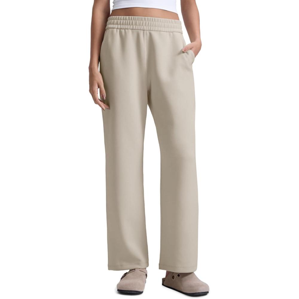 imageCRZ YOGA SoftAura Wide Leg Casual Sweatpants Women 29quot31quot  Modal Lounge Travel Casual Pants with PocketsStone