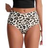 imageCRZ YOGA High Waisted V Cut Bikini Bottom for Women  Cross Front Bathing Swimsuit Full Coverage Swim BriefsPrimulin Leopard Print