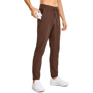 CRZ YOGA 4-Way Stretch Athletic Pants for Men 30″ – Workout Lounge Casual Work Jogger with Zip Pocket(Dark Brown)