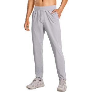 CRZ YOGA 4-Way Stretch Athletic Pants for Men 30″ – Workout Lounge Casual Work Jogger with Zip Pocket(Gull Gray)