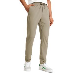 CRZ YOGA 4-Way Stretch Athletic Pants for Men 30″ – Workout Lounge Casual Work Jogger with Zip Pocket(Khali Barley)