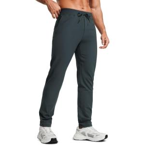CRZ YOGA 4-Way Stretch Athletic Pants for Men 30″ – Workout Lounge Casual Work Jogger with Zip Pocket(Melanite)