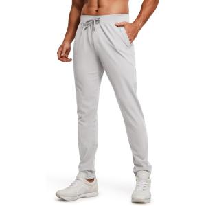 CRZ YOGA 4-Way Stretch Athletic Pants for Men 30″ – Workout Lounge Casual Work Jogger with Zip Pocket(Platinum Grey)