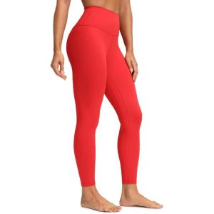 CRZ YOGA Brushed Naked Feeling Workout Leggings 25″ – High Waisted Gym Compression Tummy Control Womens Yoga Pants(Deep Red)