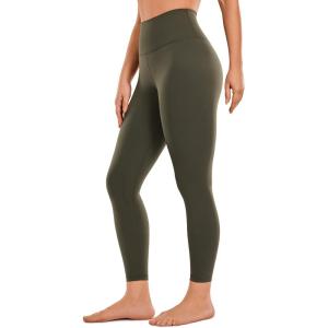 CRZ YOGA Brushed Naked Feeling Workout Leggings 25″ – High Waisted Gym Compression Tummy Control Womens Yoga Pants(Olive Green)