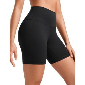 CRZ YOGA ButterLuxe Biker Shorts 6″ – High Waisted Workout Running Volleyball Spandex Yoga Womens(Black)