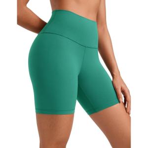 CRZ YOGA ButterLuxe Biker Shorts 6″ – High Waisted Workout Running Volleyball Spandex Yoga Womens(Cascadia Green)