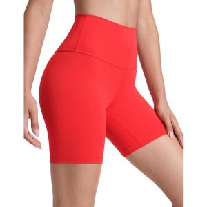 CRZ YOGA ButterLuxe Biker Shorts 6″ – High Waisted Workout Running Volleyball Spandex Yoga Womens(Deep Red)
