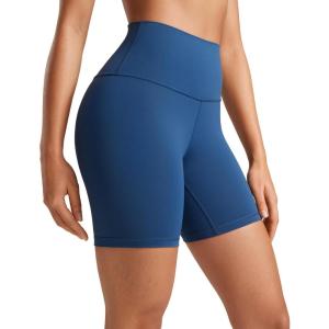 CRZ YOGA ButterLuxe Biker Shorts 6″ – High Waisted Workout Running Volleyball Spandex Yoga Womens(French Navy)
