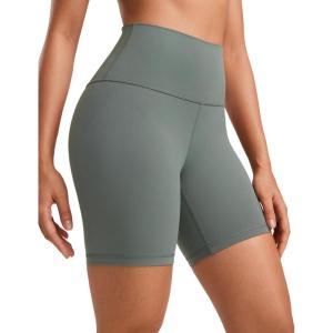 CRZ YOGA ButterLuxe Biker Shorts 6″ – High Waisted Workout Running Volleyball Spandex Yoga Womens(Grey Sage)